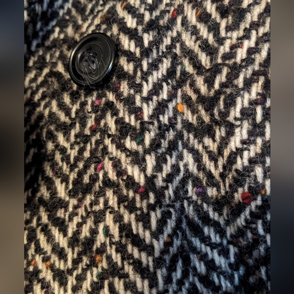 Vintage Bert Newman Petite Herringbone Tweed Coat Size 2 Petite Est. 1980s - Picture 7 of 16